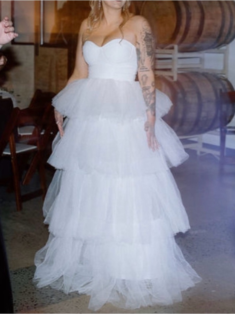 UNTAMED PETALS BY AMANDA JUDGE White Ruffle Tulle Wedding Dress